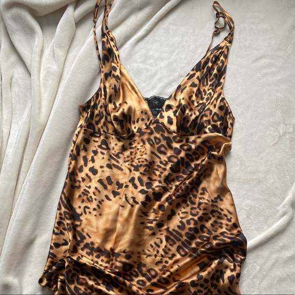 Gorgeous silk leopard midi dress VINTAGE - Picture 1 of 3